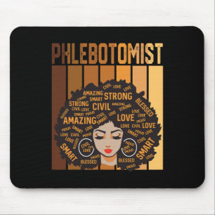 Tapis De Souris Phlébotomiste Afro Afro-Américains Femmes Noir Son