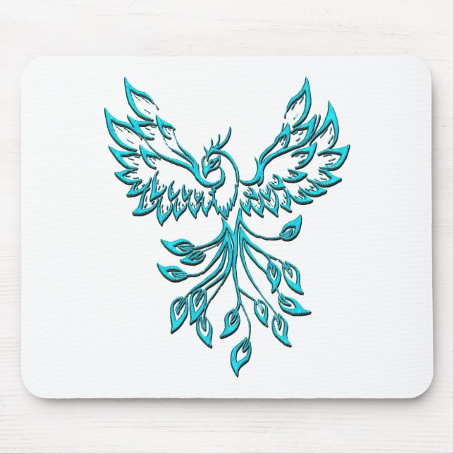 Tapis De Souris Phoenix bleu se lève sur blanc (Devant)