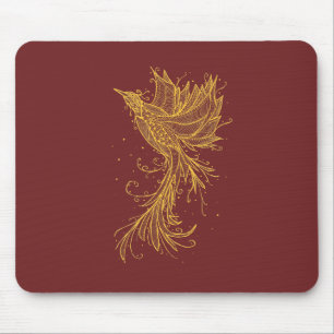 Tapis De Souris Phoenix d'or sur Mousepad rouge