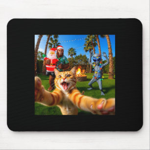 Tapis De Souris Photo amusante de chat de Noël avec Bigfoot et ext