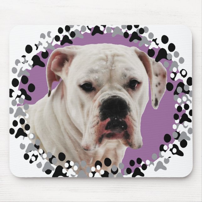 Tapis De Souris Photo blanche de boxeur (Devant)
