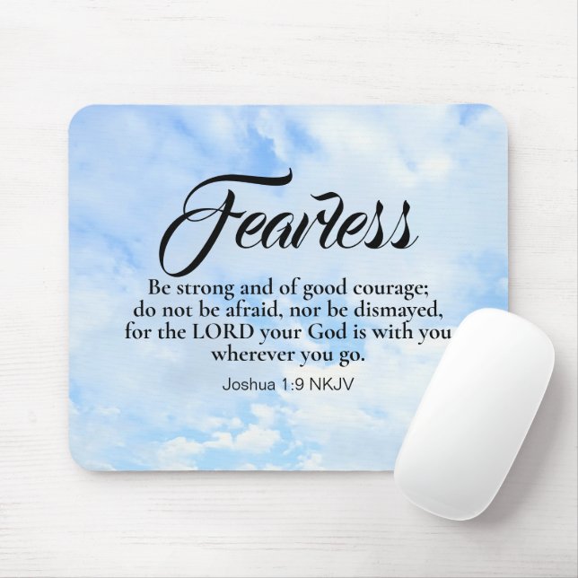 Tapis De Souris Photo Blue Cloudy Sky Be Not Afraid Bible Verse (Avec souris)