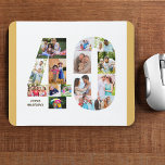 Tapis De Souris Photo Collage 40e anniversaire Numéro 40 personnal<br><div class="desc">Créez votre propre tapis de souris personnalisé pour un cadeau unique de 40e anniversaire. Le collage photo numéro 40 est sur un arrière - plan blanc avec sable beige neutre / bordures jaunes muettes et bronze typographie moderne. Le design comprend jusqu'à 15 photos différentes - de différentes formes et tailles...</div>