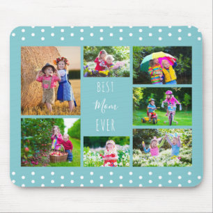 Tapis De Souris Photo Collage Best Mom Ever Sky Blue