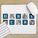 Tapis De Souris Photo Collage Moderne Bleu Meilleur Hubby Ever Cad<br><div class="desc">Le "Modern Collage Photo Blue Best Hubby Ever Gift" est un cadeau photo personnalisé qui présente une collection de photos présentant les meilleurs moments partagés entre vous et votre mari bien-aimé. Cette version particulière présente un thème bleu, ce qui en fait un ajout élégant et contemporain à tout décor.Ce cadeau...</div>