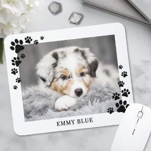 Tapis De Souris Photo de chien moderne minimaliste empreinte de pa