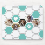 Tapis De Souris Photo de Chien Paw Coeur moderne Géométrique Turqu<br><div class="desc">Cette carte de souris unique et moderne moderne Heart Paw Photo Geometry Turquoise Unique Mouse Pad est une façon élégante et fonctionnelle de garder vos proches en fureur au coeur pendant que vous travaillez. Avec des géométries et des empreintes de pattes en mosaïque turquoise et blanche, avec des coeurs entre...</div>