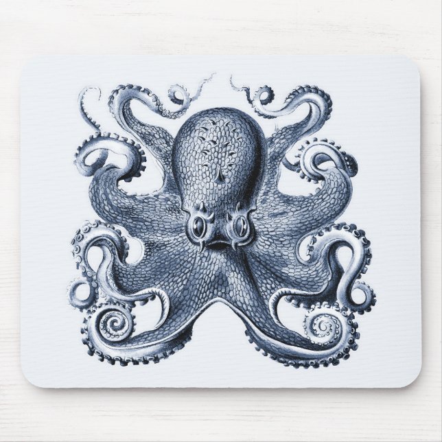 Tapis De Souris Photo de la marine Blue Octopus par Ernst Haeckel (Devant)