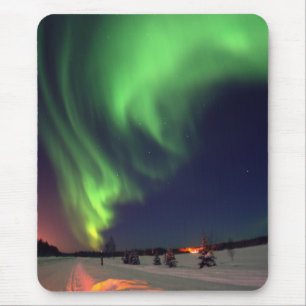 Tapis De Souris Photo de nuit des lumières boréales d'Alaska