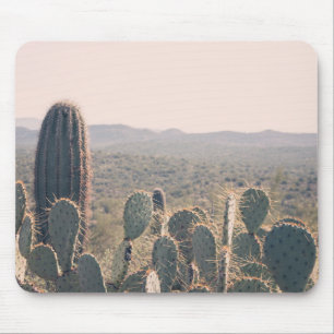 Tapis De Souris Photo de paysage de Boho de désert des cactus   d