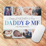 Tapis De Souris Photo de première Fête des pères Daddy & Me<br><div class="desc">Élégant bloc-souris photo de première fête des pères avec le dicton mignon "papa & moi" dans une police de dégradé bleu,  6 photos à remplacer par le vôtre,  et le nom des enfants.</div>