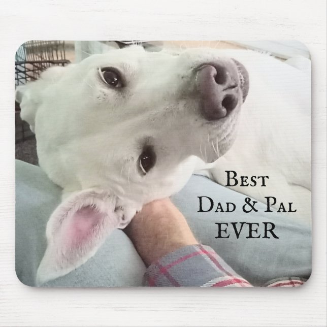 Tapis De Souris Photo du chien mignon Best Papa Pal Ever Blue Deni (Devant)