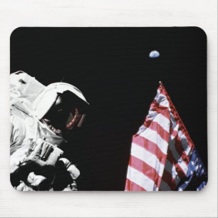 Tapis De Souris Photo du drapeau américain de l'astronaute Apollo 