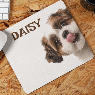 Tapis de souris photo et nom de chien personnalisé