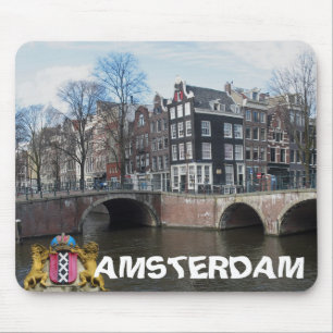 Tapis De Souris Photo Mousepad de canaux et de ponts d'Amsterdam