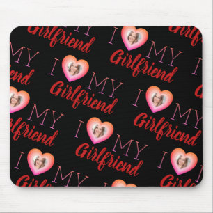 Tapis De Souris Photo Personnalisée J'Aime Ma Petite Amie Black Mo