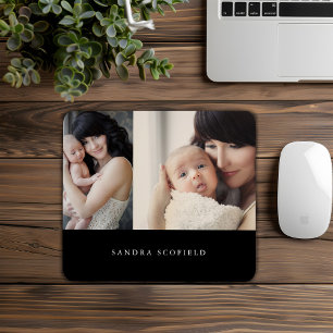 Tapis De Souris Photo Personnalisée Noir Blanc Simple
