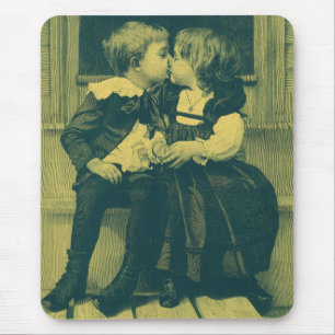 Tapis De Souris Photo vintage d'amour et de romance, Enfants s'emb