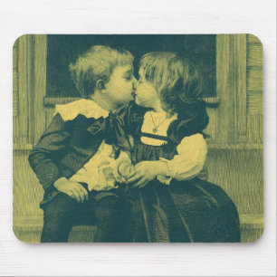 Tapis De Souris Photo vintage d'amour et de romance, Enfants s'emb