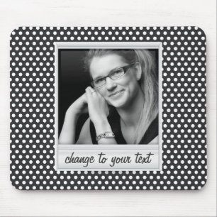 Tapis De Souris photoframe sur le polkadot blanc et noir