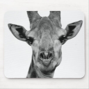Tapis De Souris Photographie de girafe en noir et blanc