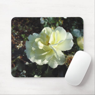 Tapis De Souris Photographie de rose florale blanche crémeuse élég