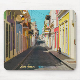 Tapis De Souris Photographie de rue pavée de vieux San Juan