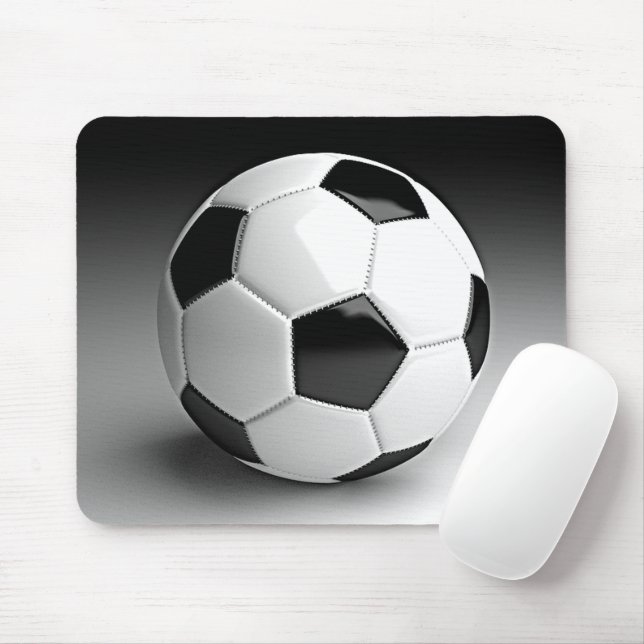 Tapis De Souris Photographie de sport moderne Black White Soccer (Avec souris)