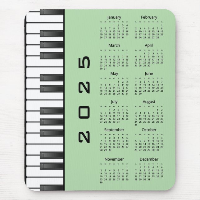 Tapis De Souris Piano Clavier 2025 Calendrier Mousepad (Devant)
