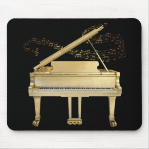 Tapis De Souris Piano d'or sur la souris noire