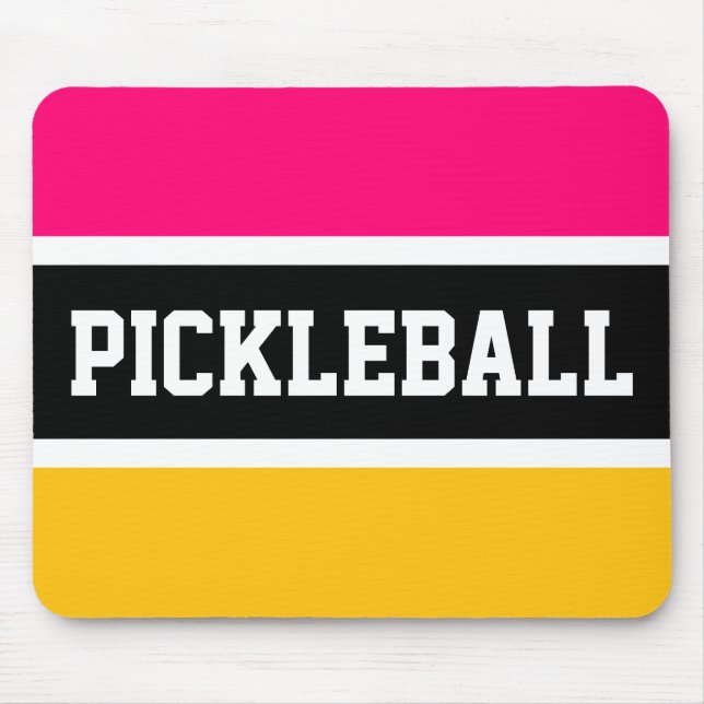 Tapis De Souris PICKLEBALL Bright rose Jaune Bleu Blancs (Devant)