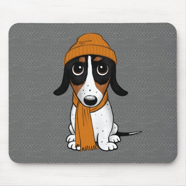 Tapis De Souris Piebald Dachshund| Mignons Chien d'élevage (Devant)
