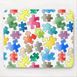 Tapis De Souris Pièces de puzzle aquarelle