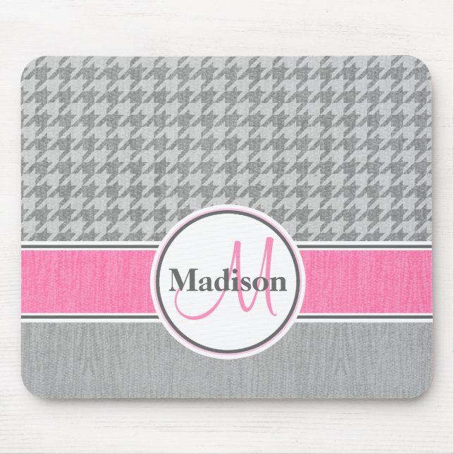 Tapis De Souris Pied de fond rose gris monogramme (Devant)