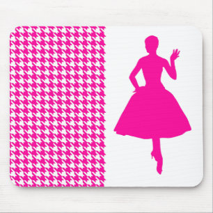Tapis De Souris Pied de fond rose moderne avec Silhouette de mode