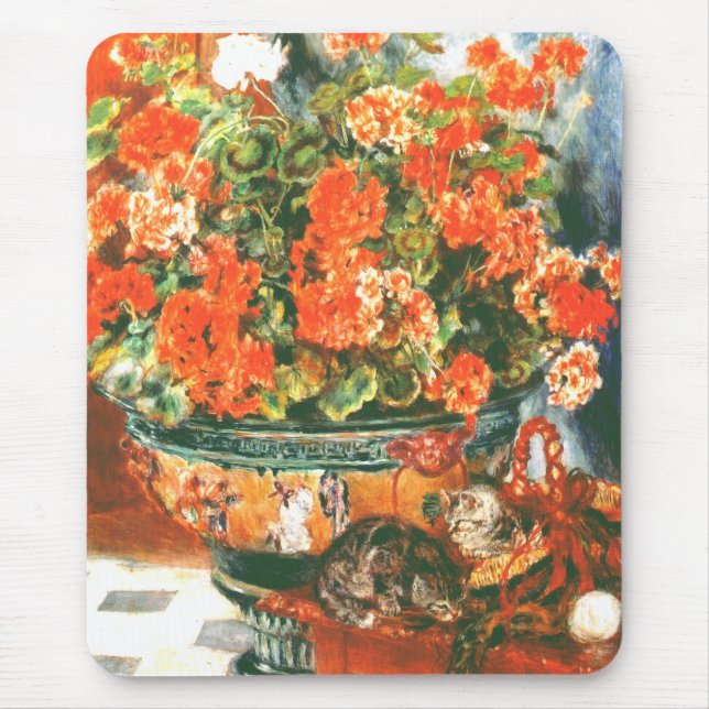 Tapis De Souris Pierre-Auguste Renoir Geraniums Et Chats (Devant)