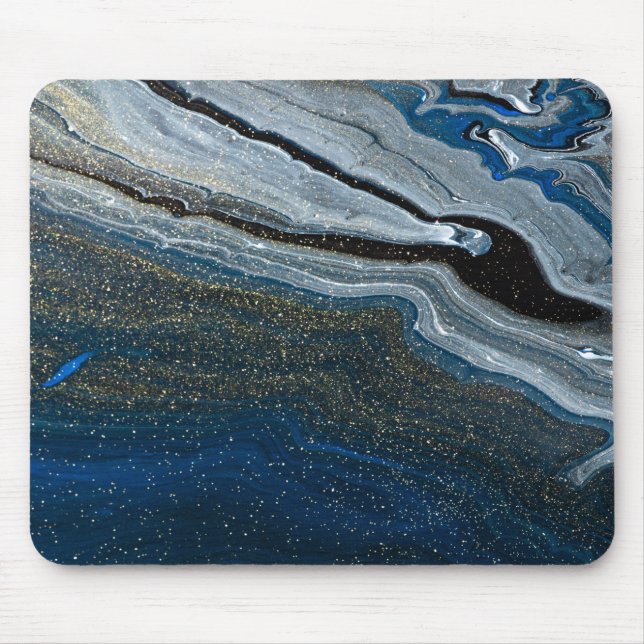 Tapis De Souris Pierre de marbre géométrique bleu cool (Devant)