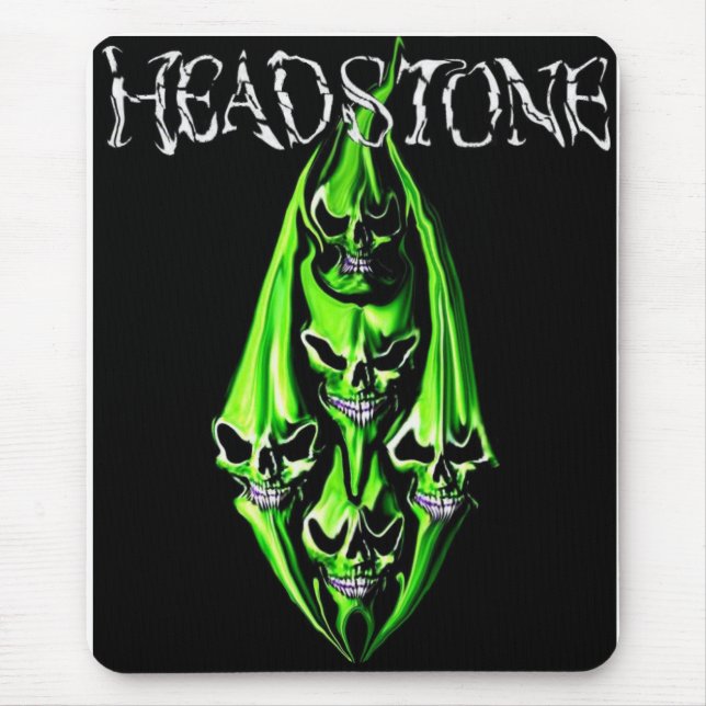 Tapis De Souris PIERRE DE TÊTE 5 Crâne vert Mousepad (Devant)