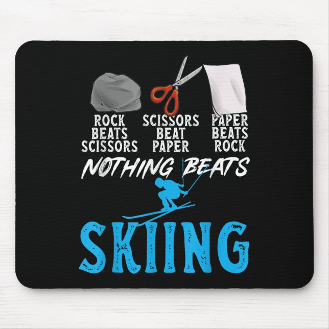 Tapis De Souris Pierre Feuille Ciseaux Rien ne bat le ski _1  (Devant)