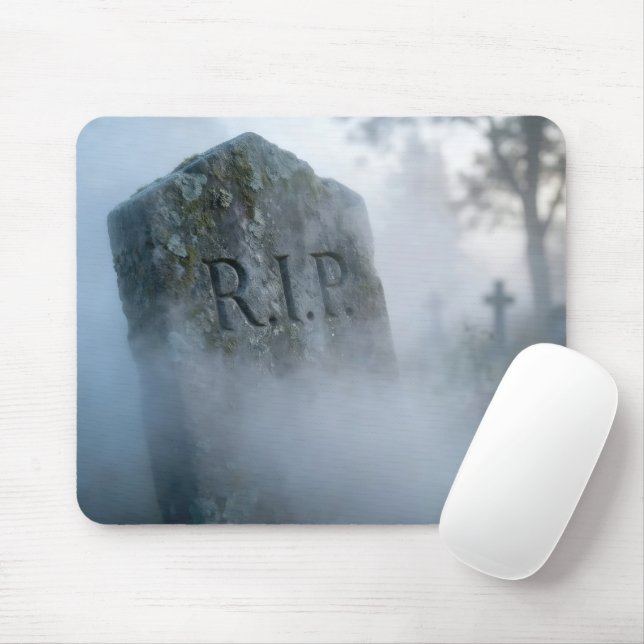 Tapis De Souris Pierre tombale dans la brume (Avec souris)