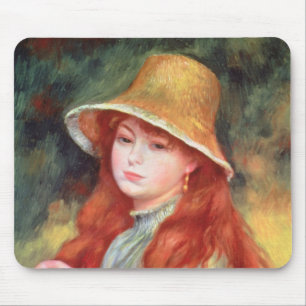 Tapis De Souris Pierre une jeune fille de Renoir dans un chapeau
