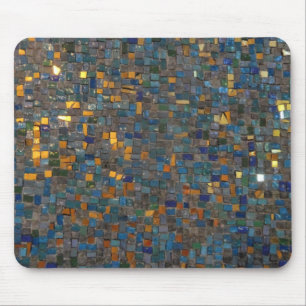 Tapis De Souris Pierres de mosaïque en bleu et en or à Mousepad