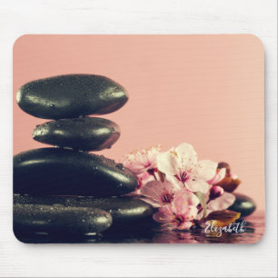 Tapis De Souris Pierres Zen Noires Fleurs