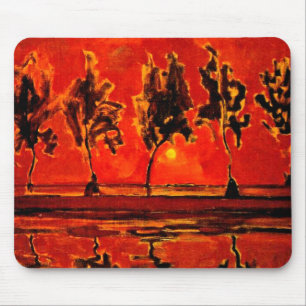 Tapis De Souris Piet Mondrian art, Arbres de la Géine à Moonrise