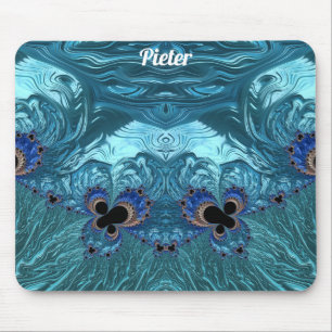 Tapis De Souris PIETER ~ Bleu Aqua et Noir Design