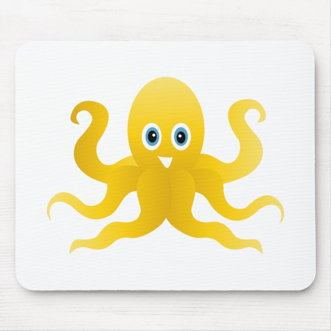 Tapis De Souris Pieuvre jaune amusante (Devant)