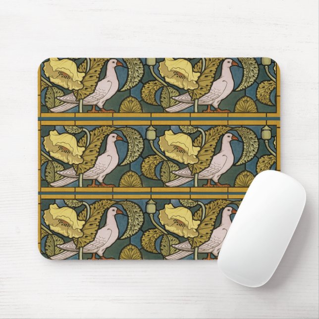 Tapis De Souris Pigeon Blue Yellow Fish Art Nouveau (Avec souris)
