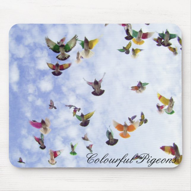 Tapis De Souris Pigeons colorés (Devant)