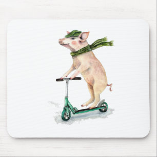 Tapis De Souris Piggy sur scooter