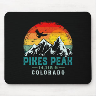 Tapis De Souris Pikes Peak montagne en détresse Colorado Retro Hik